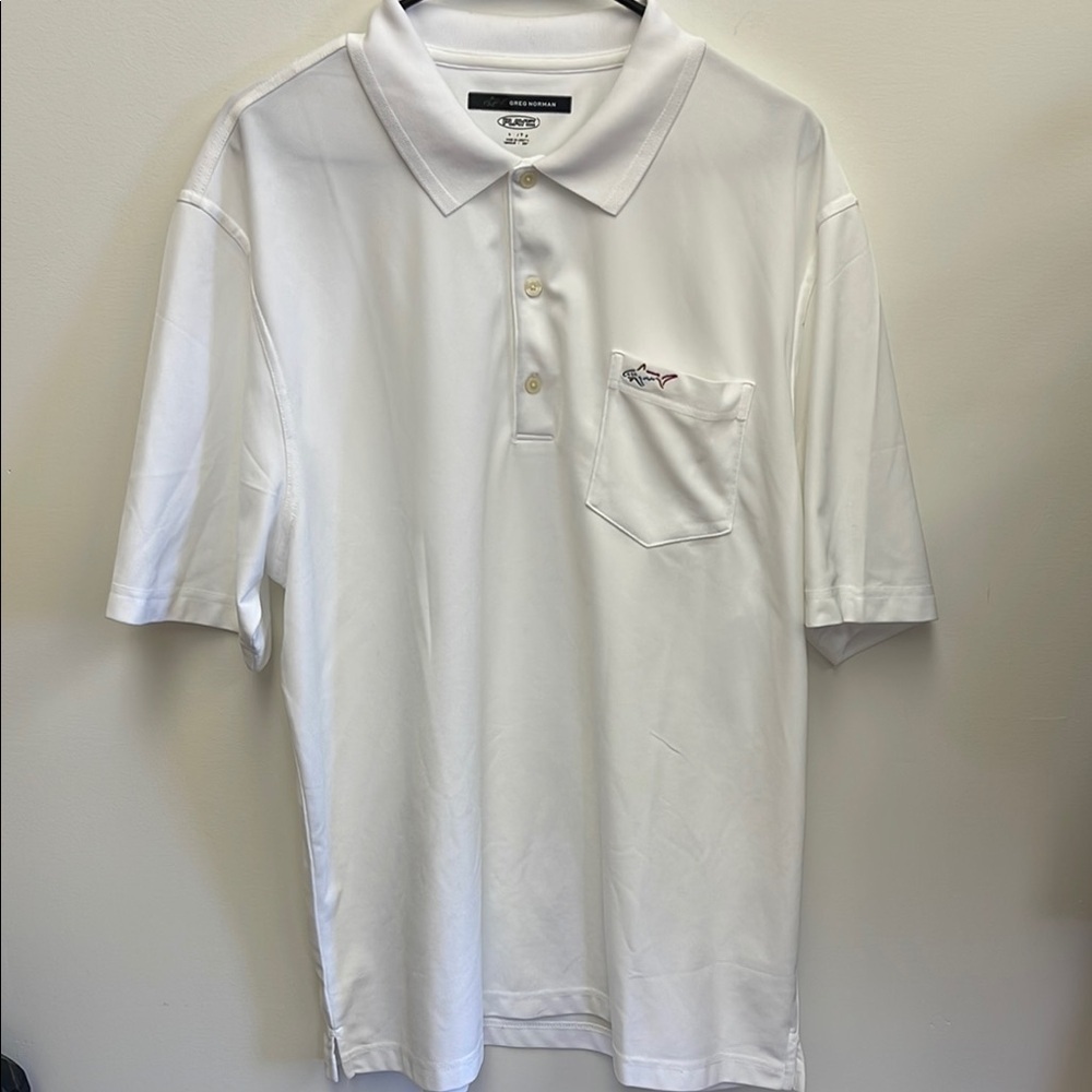 Greg Norman Collection White Polo Shirt with Classic Collar